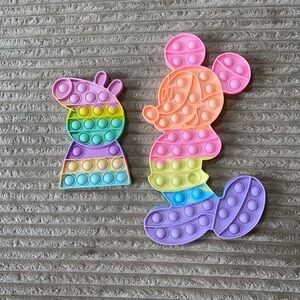 Set of 2 Pastel Character Pop It Fidget Toys – Mickey & Peppa-Inspired Shapes